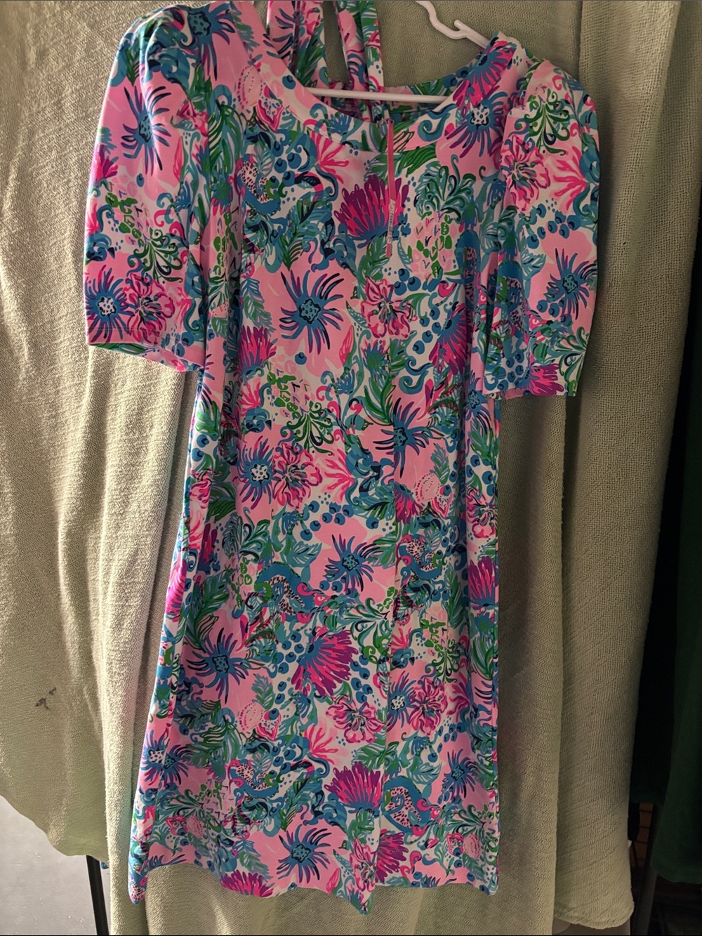 Lilly Pulitzer Harriet Pink Floral Shift Dress with Blue & Green Accents NWT